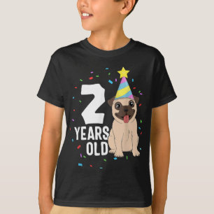 Camiseta 2 años de edad Pug Dog Lover Fiesta 2º nacimiento