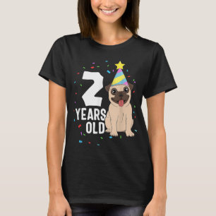 Camiseta 2 años de edad Pug Dog Lover Fiesta 2º nacimiento