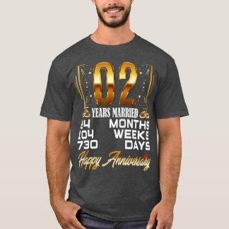 Camiseta 2 años de matrimonio gracioso 2º aniversario Boda