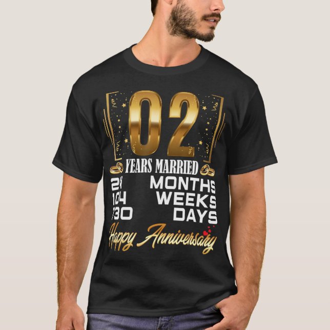 Camiseta 2 años de matrimonio gracioso segundo aniversario  (Anverso)