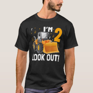 Camiseta 2 años Mirar a los niños bulldozer Truck Cumpleaño