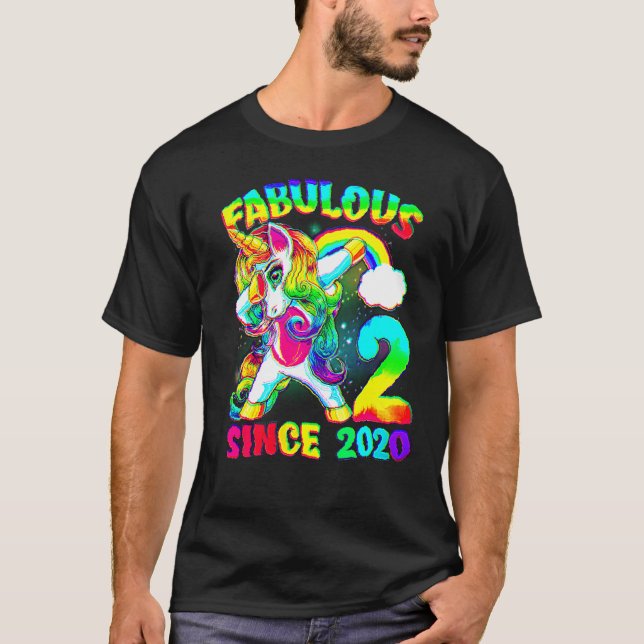 Camiseta 2 años, segundo cumpleaños, unicornio Chica Fabulo (Anverso)