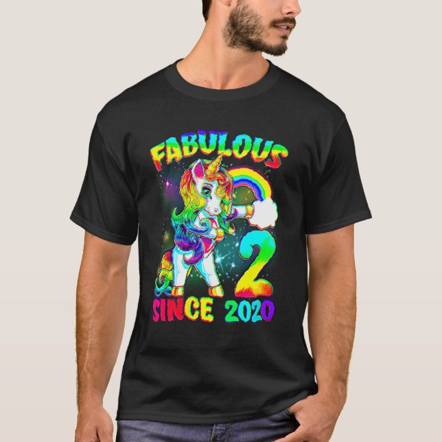Camiseta 2 años, segundo cumpleaños, unicornio Chica Fabulo (Anverso)