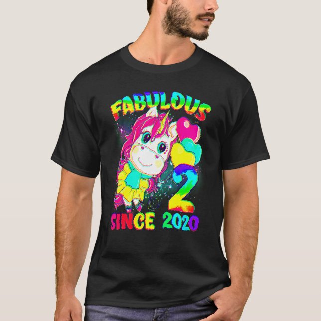 Camiseta 2 años, segundo cumpleaños, unicornio Chica Fabulo (Anverso)