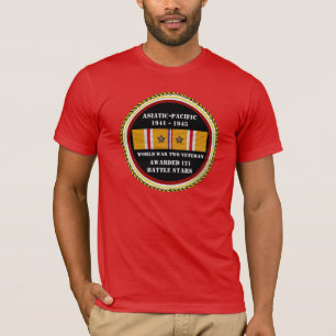 Camiseta 2 BATTLE STARS WII Asiático Veterano del Pacífico