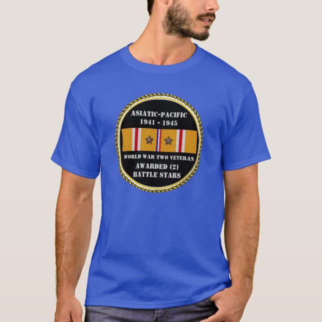 Camiseta 2 BATTLE STARS WII Asiático Veterano del Pacífico (Anverso)