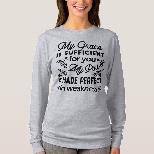 Camiseta 2 Corintios 12:9 – Mi Gracia es Suficiente Arte (Anverso)