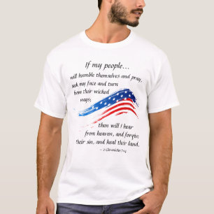 Camiseta 2 Crónicas 7:14 Escritura, Bandera Americana