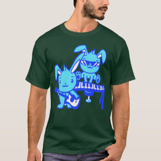 Camiseta 2 cute rabbits bunnys two cool friends team guitar