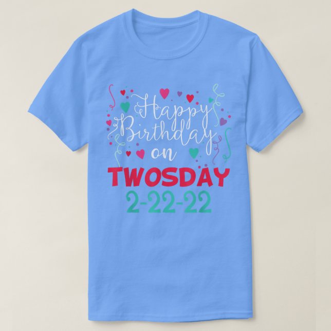 Camiseta 2 de febrero de 2022 2222 Feliz cumpleaños el domi (Diseño del anverso)