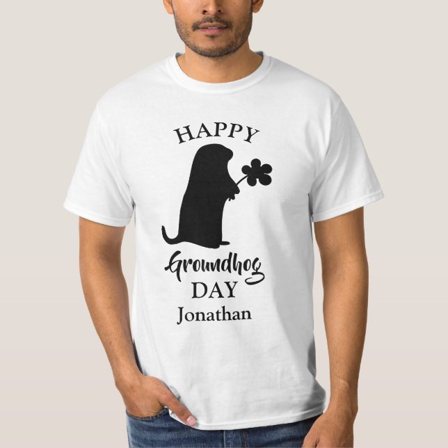 Camiseta 2 de febrero | Nombre personalizado del Feliz Día  (Anverso)