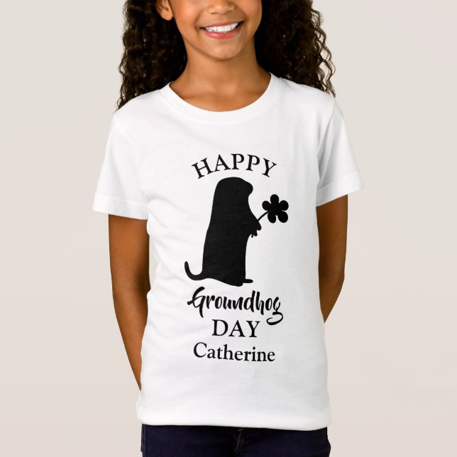 Camiseta 2 de febrero | Nombre personalizado del Feliz Día  (Anverso)