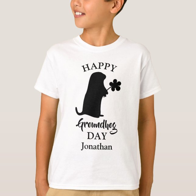 Camiseta 2 de febrero | Nombre personalizado del Feliz Día  (Anverso)