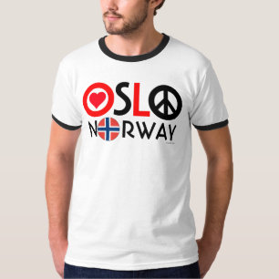 Camiseta 2 de la paz del amor de Oslo Noruega