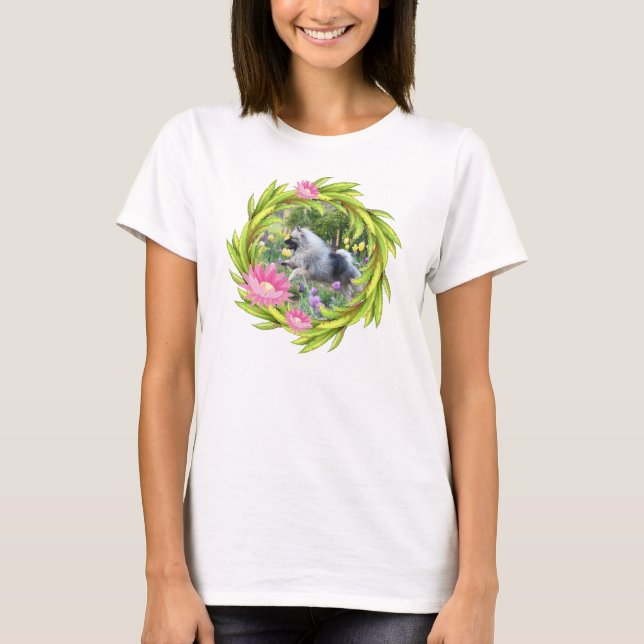 Camiseta 2 del Keeshond de los tulipanes de la (Anverso)