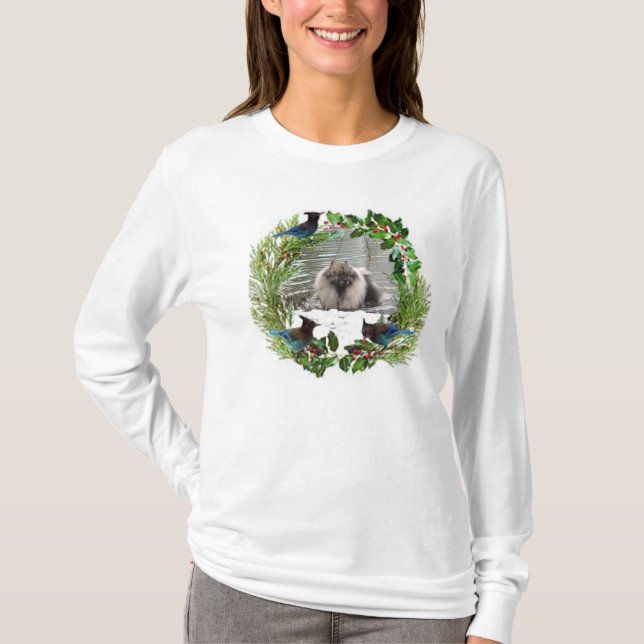 Camiseta #2 del Keeshond del navidad (Anverso)