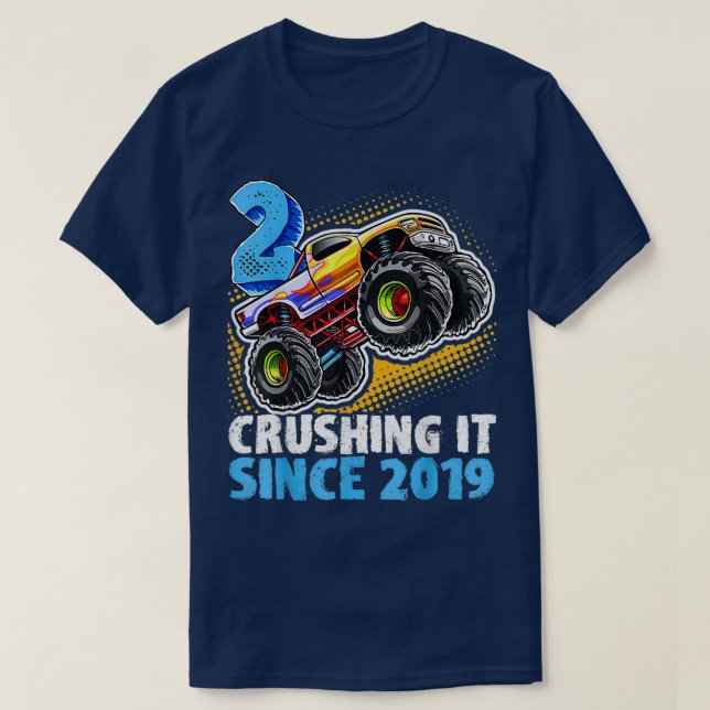 Camiseta 2 Desde 2019 Monster Truck 2nd Birthda (Diseño del anverso)