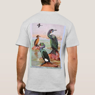 Camiseta 2 Especies de cormoranes, arte frontal o inverso