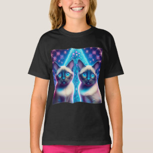 Camiseta 2 Gatitos Siameses Posando Con Árbol De Navidad