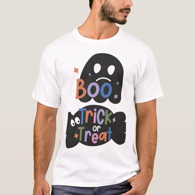 Camiseta 2 In One Halloween Stickers Boo and Trick or Treat (Anverso)
