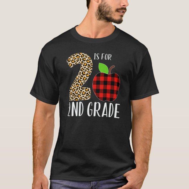 Camiseta 2 Is For 2nd Grade Teacher Leopard Buffalo Plaid S (Anverso)