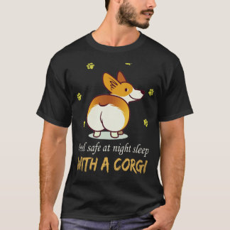 Camiseta 2 Siente Seguro Por La Noche Duerme Con Un Corgi