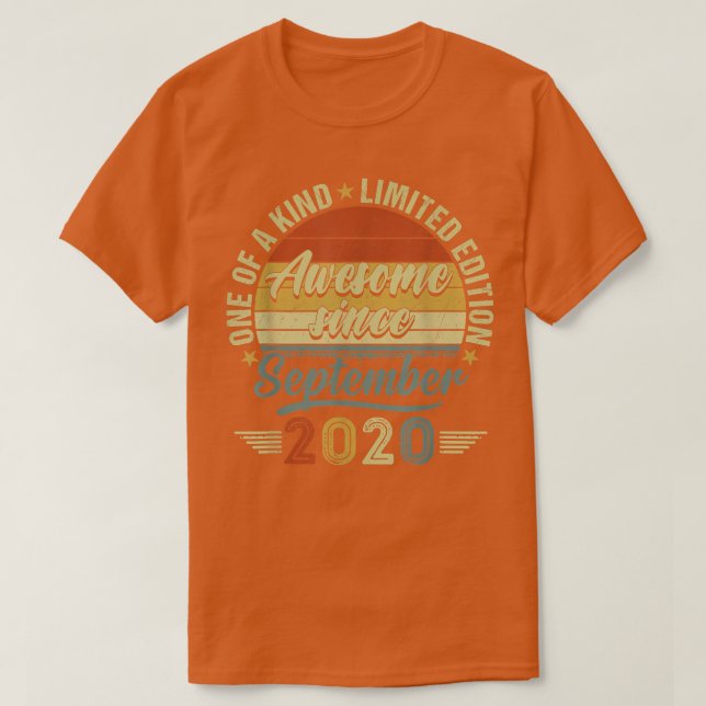 Camiseta 2 Years Old Gift Awesome Since September 2020 2nd  (Diseño del anverso)