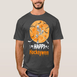 Camiseta 2AOL Happy Hockeyween Skeleton Hockey Player Hallo