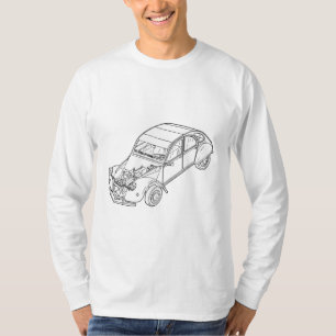 Camiseta 2CV Citroen con la línea visible arte del motor
