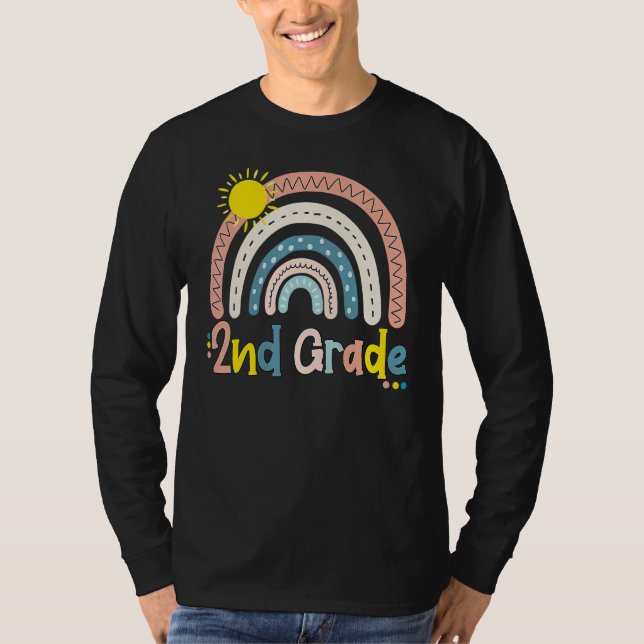 Camiseta 2do Grado Boho Arcoíris Profesor Estudiante Último (Anverso)