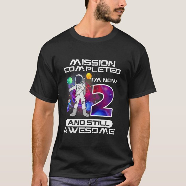 Camiseta 2nd Birthday Astronaut Space  2 Years Old Bday (Anverso)