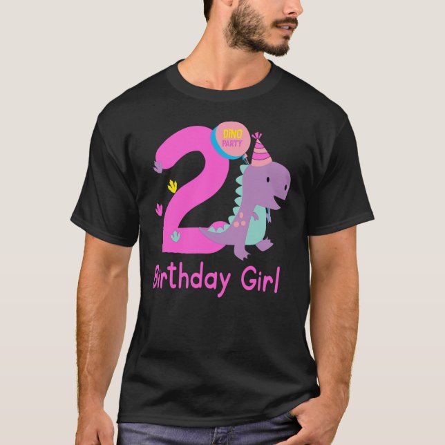 Camiseta 2nd Birthday Dinosaur Girl T-Rex Matching Family P (Anverso)