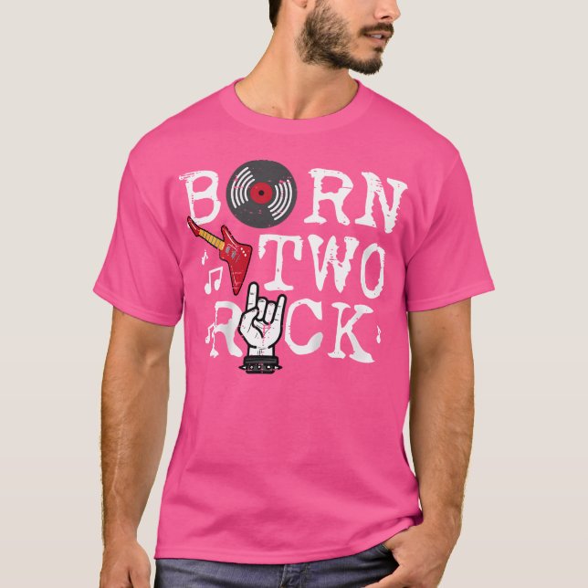 Camiseta 2Nd Birthday Guitar Born Two 2 Rock Rocker Bday Bo (Anverso)