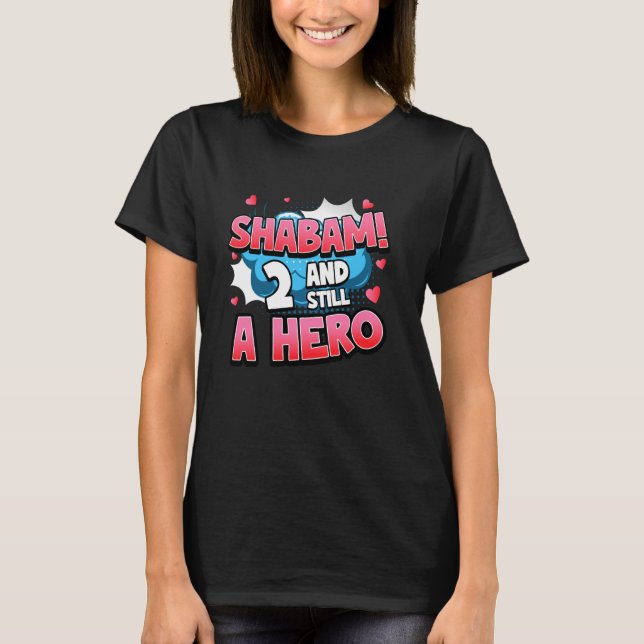Camiseta 2nd Birthday Superhero Girls Shabam! Hero Comic Bo (Anverso)