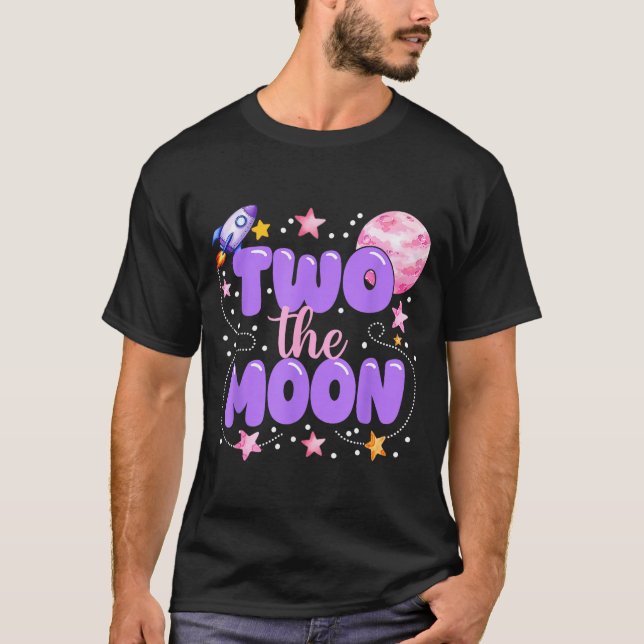 Camiseta 2nd Birthday Two The Moon Birthday Girl 2 Year Old (Anverso)
