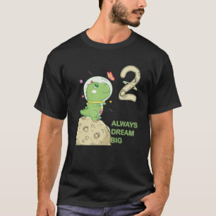 Camiseta 2Nd Birthday Two Year Old Astronaut T Rex Dinosaur