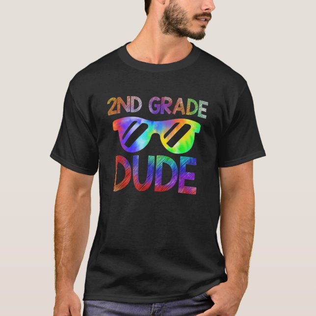 Camiseta 2nd Grade Dude Back to School Tie Dye Boy Girl Sun (Anverso)
