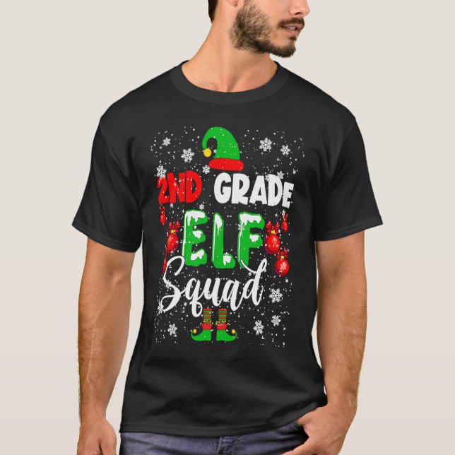 Camiseta 2nd Grade ELF Squad Funny Christmas ELF Kids Teach (Anverso)