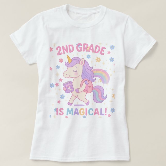 Camiseta 2nd Grade is Magical Unicorn Back School Teacher (Diseño del anverso)