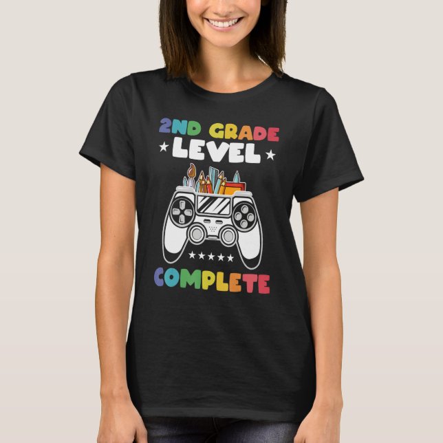 Camiseta 2nd Grade Level Complete Kids Gamer Game Controlle (Anverso)
