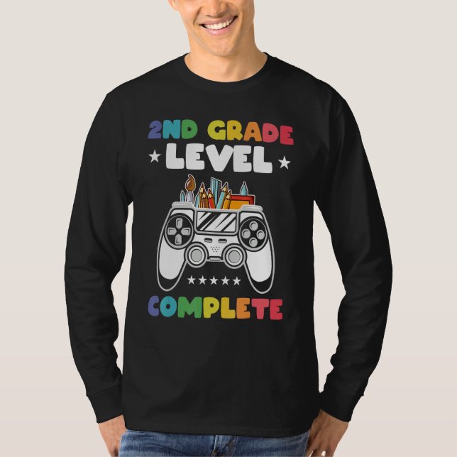Camiseta 2nd Grade Level Complete Kids Gamer Game Controlle (Anverso)