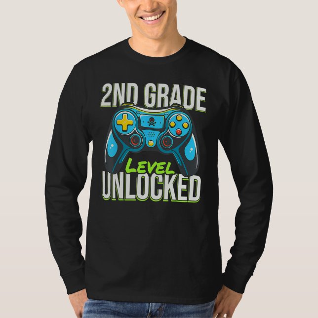 Camiseta 2nd Grade Level Unlocked  Back To School Gamer Boy (Anverso)