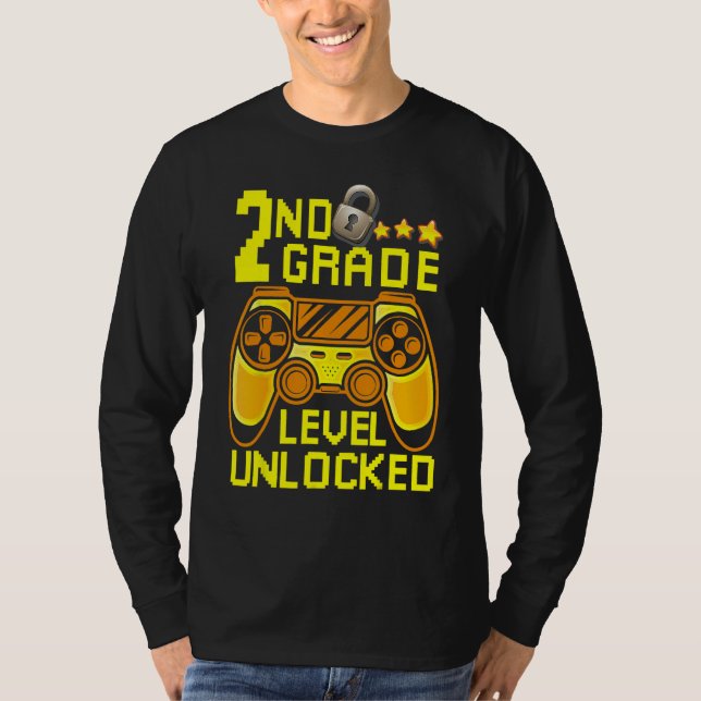 Camiseta 2nd Grade Level Unlocked Back To School  Gamer Boy (Anverso)