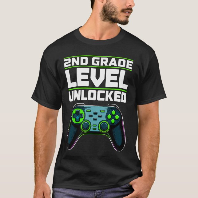 Camiseta 2nd Grade Level Unlocked Gaming Controller Back to (Anverso)