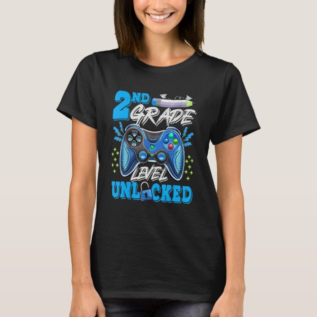 Camiseta 2nd Grade Level Unlocked Video Game Back To School (Anverso)