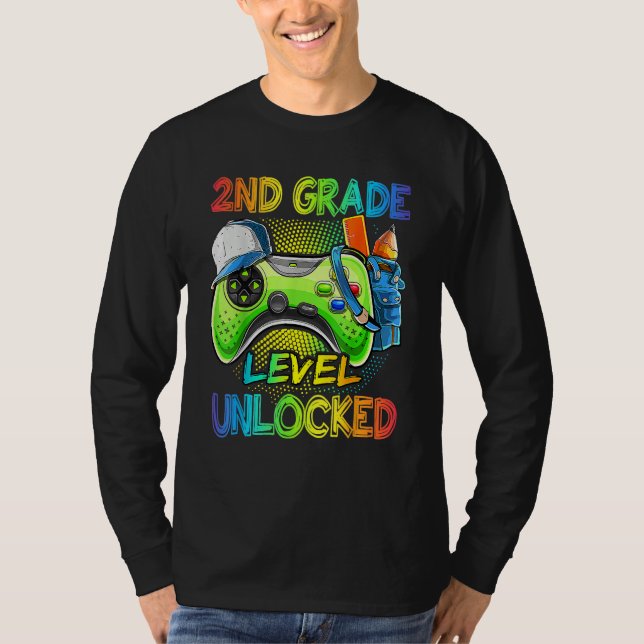 Camiseta 2nd Grade Level Unlocked Video Game Back To School (Anverso)