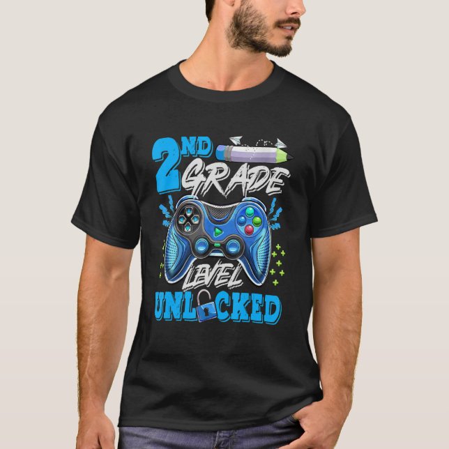 Camiseta 2nd Grade Level Unlocked Video Game Back To School (Anverso)