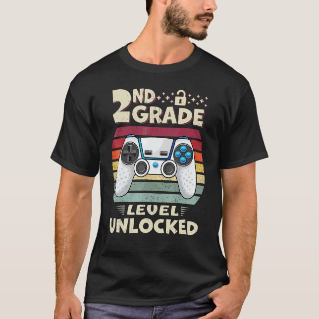 Camiseta 2nd Grade Level Unlocked Video Game Back To School (Anverso)