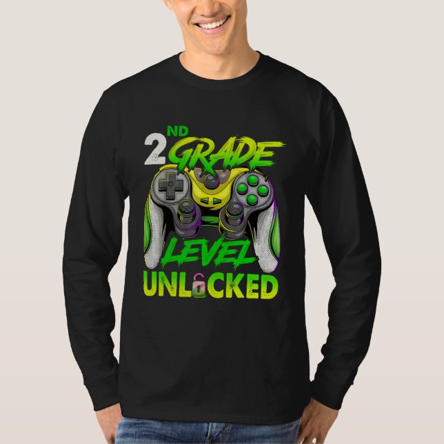 Camiseta 2nd Grade Level Unlocked Video Game Back to School (Anverso)