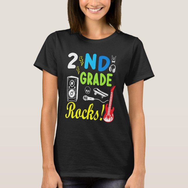 Camiseta 2nd Grade Rocks Teacher Student Happy Back To Scho (Anverso)